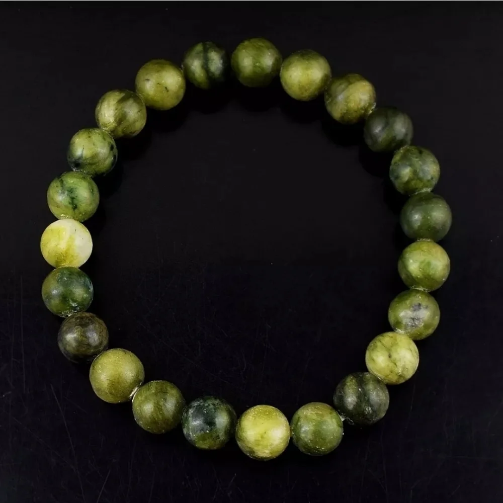 Forest Green Jasper 100.00 Cts Stretchable Gemstone Round Beaded 7